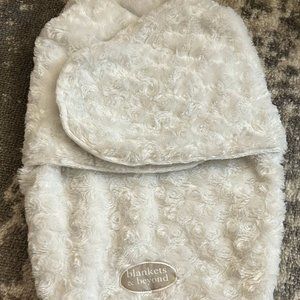 Blankets & Beyond White Fluffy Swaddle Sleep Sack Newborn